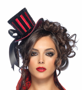 Leg Avenue Womens Satin Top Hat With Stripes And Satin Bow Accent 